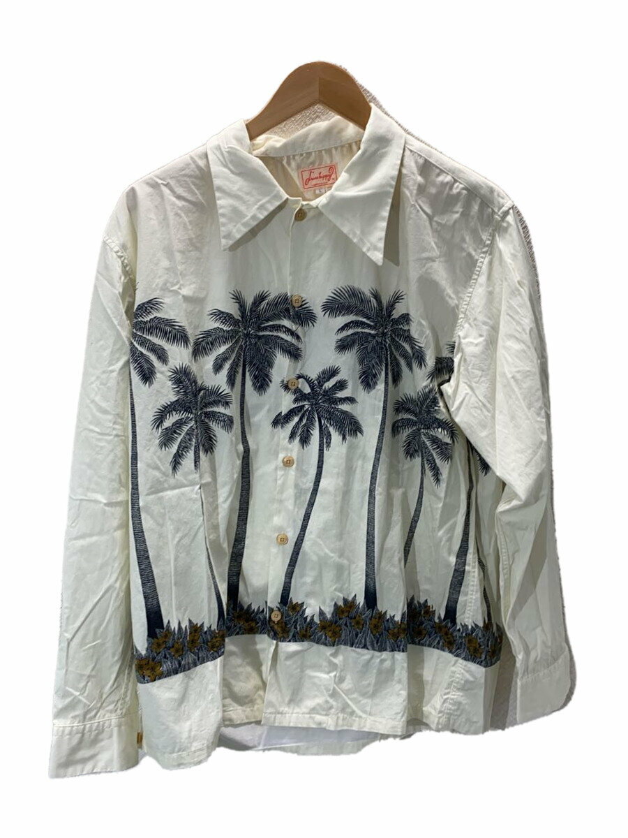 【中古】Dress hippy◆長袖シャツ/L/コットン/WHT/総柄【メンズウェア】