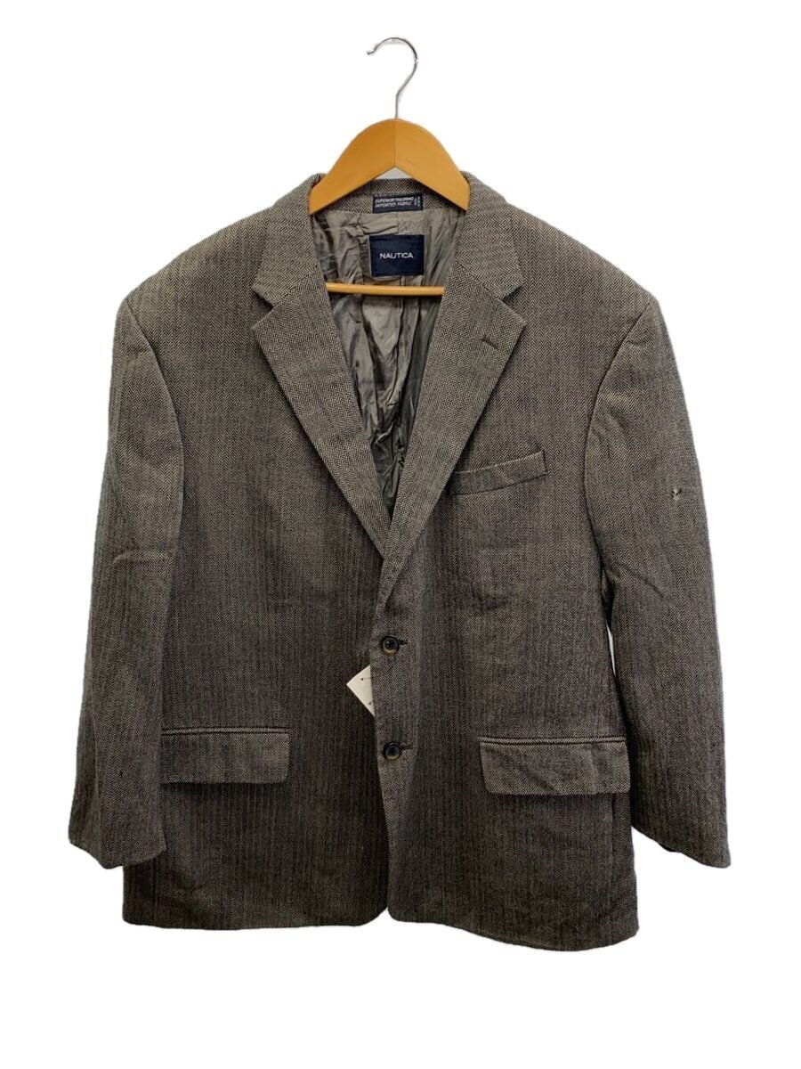 【中古】NAUTICA◆テーラードジャケット/48/ウール/GRY/UDED/ホツレ・ボタン割れ・欠損有【メンズウェア】