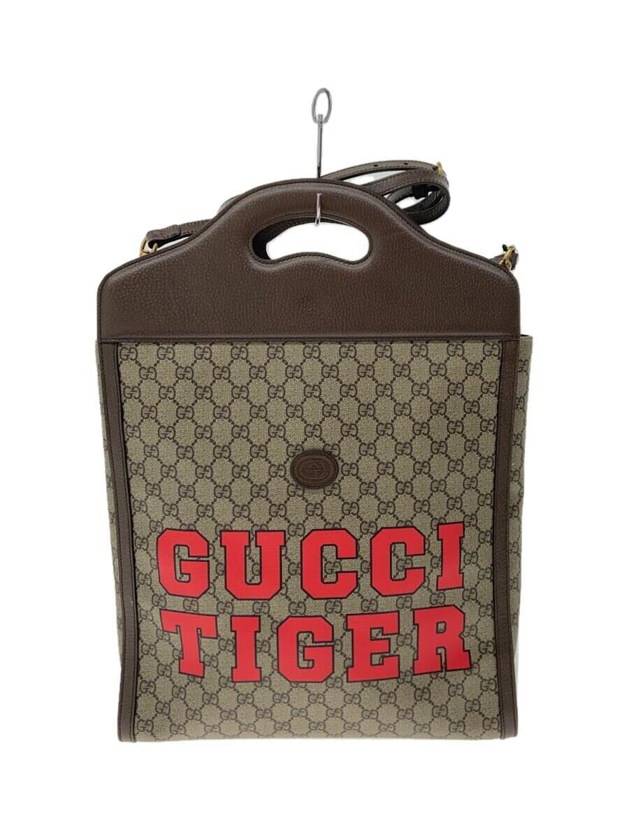 GUCCI - 【中古】GUCCI◆ショルダーバッグ/PVC/BRW/総柄/688497/TIGER【バッグ】