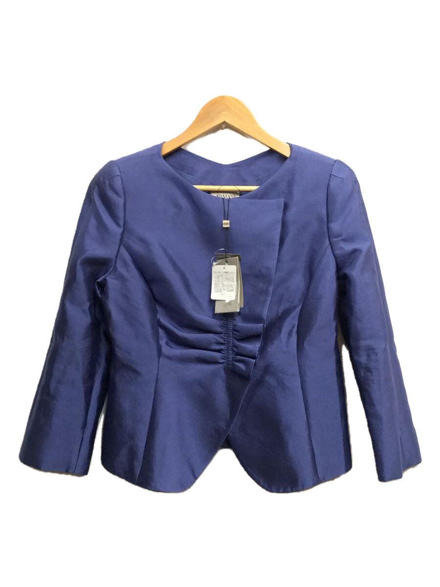 【中古】ARMANI COLLEZIONI◆Seiden-Blazer/22AW/ジャケット/42/コットン/BLU/無地【レディースウェア】