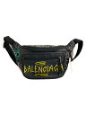 【中古】BALENCIAGA◆ウエストバッグ/レザー/BLK/総柄/529550・1080・X・535269【バッグ】