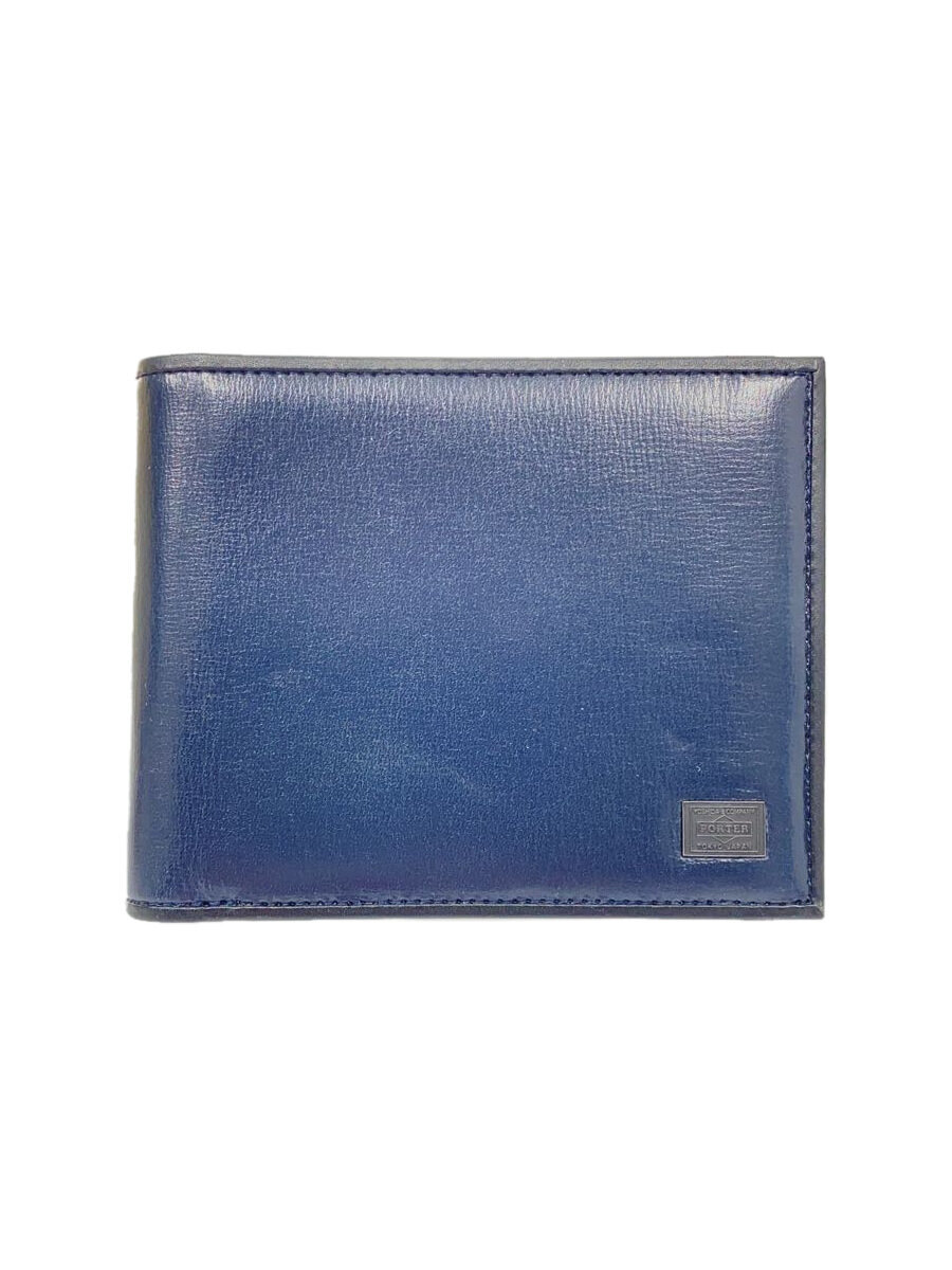 【中古】PORTER◆2つ折り財布/レザー/NVY/無地/メンズ/179-03871【服飾雑貨他】