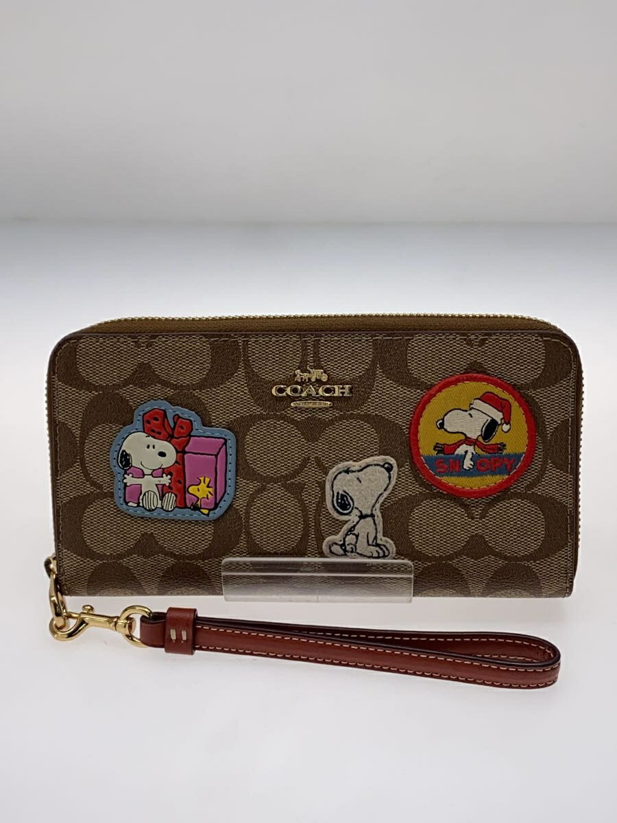 【中古】COACH◆汚れ有/シグネチャー/PEANUTS/長財布/BRW/レディース/CF218【服飾雑貨他】