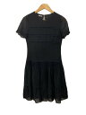 【中古】MIU MIU◆半袖ワンピース/38/ウール/BLK/無地【レディースウェア】