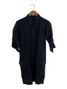 【中古】DEVOA◆水牛ボタン/シャツコート/長袖シャツ/1/コットン/BLK/無地【メンズウェア】