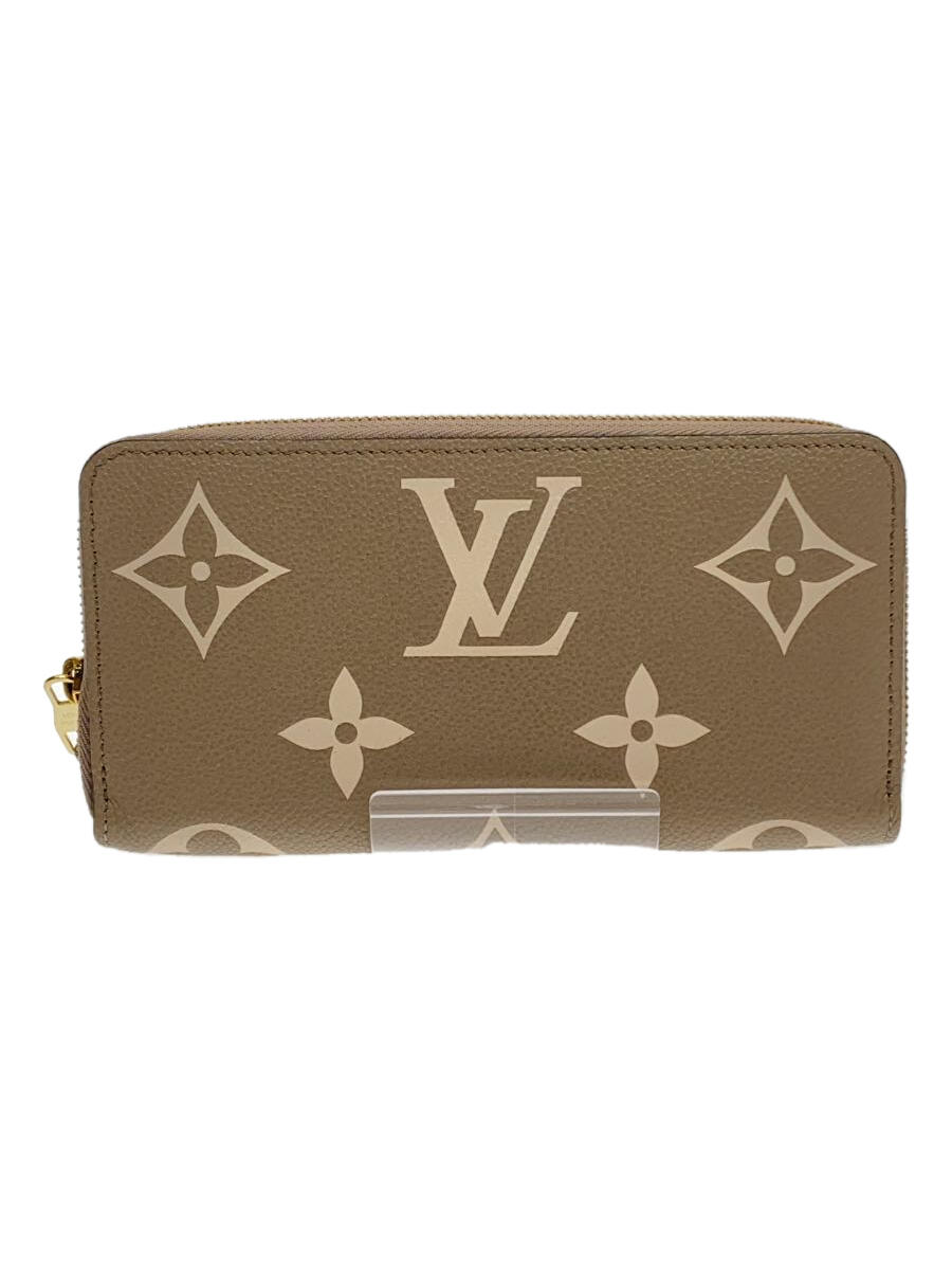 【中古】LOUIS VUITTON◆ジッピー・ウォレット_モノグラム・アンプラント_GRY/レザー/BEG/レディース【服飾雑貨他】