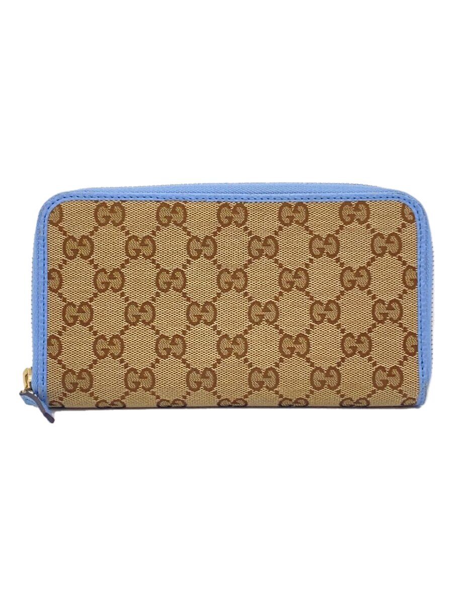 【中古】GUCCI◆ラウンドファスナー長財布/GGキャンバス/BLU/レディース【服飾雑貨他】