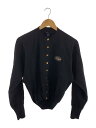 【中古】LOUIS VUITTON◆カシミアブレンド コットンニット レザーロゴパッチカーディガン/S/ブラック ゴールド【レディースウェア】