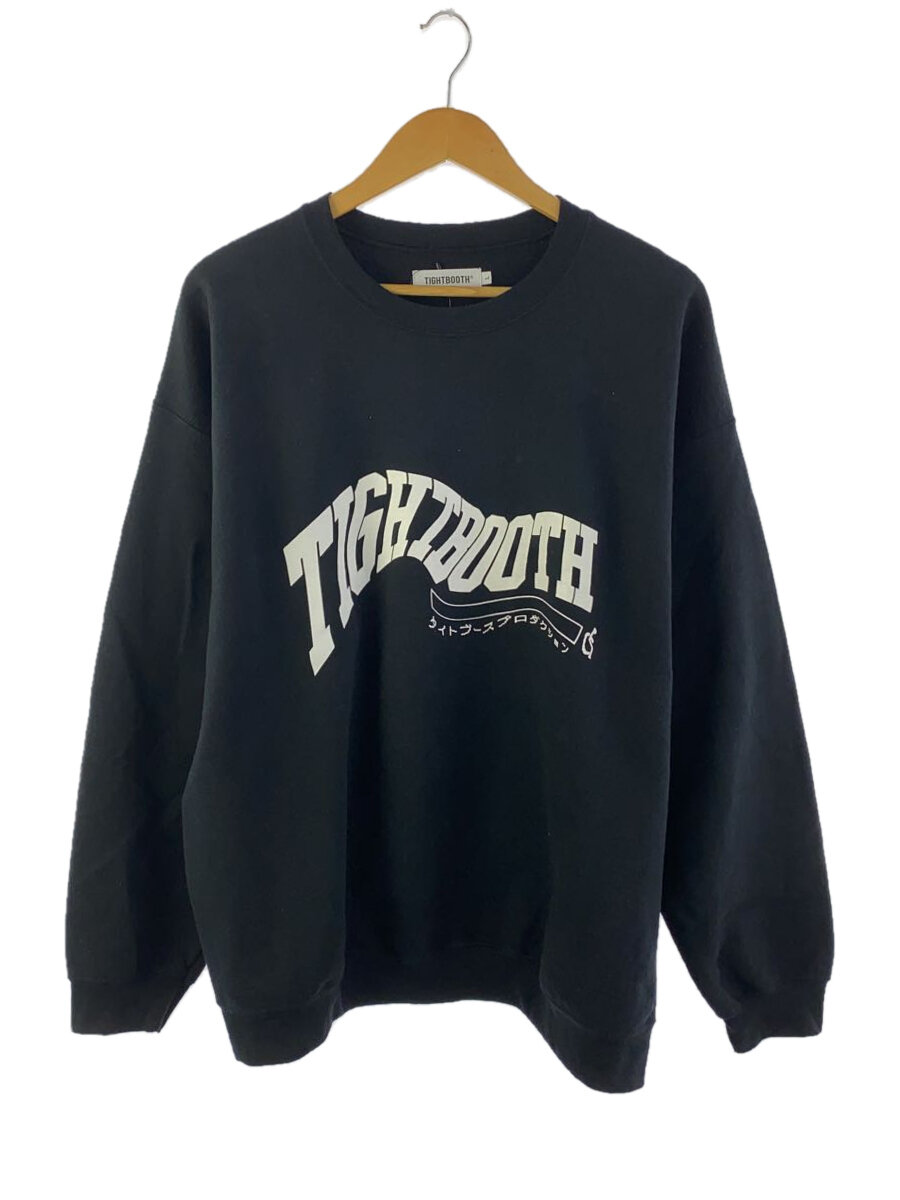 【中古】TIGHTBOOTH PRODUCTION◆ACID LOGO CREW SWEAT SHIRT/アシッドロゴスウェット/L/コットン/BLK/プリント【メンズウェア】