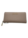 【中古】MICHAEL KORS◆長財布/--/BEG/無地/レディース【服飾雑貨他】