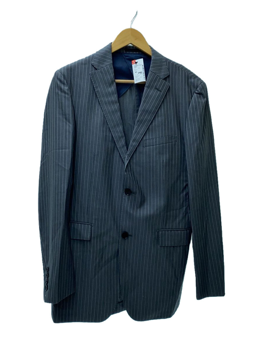 【中古】BURBERRY BLACK LABEL◆テーラードジャケット/42/ウール/GRY/ストライプ/BMD41-207-05【メンズウェア】