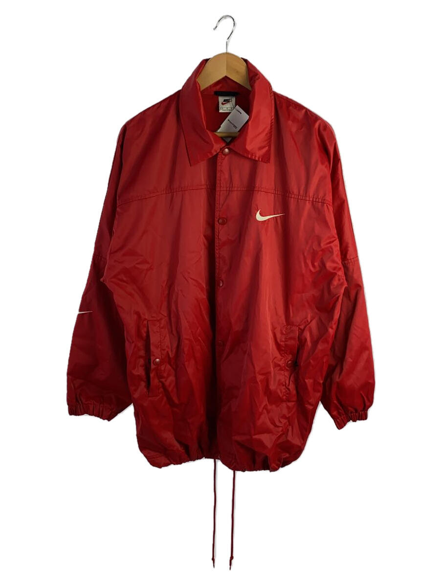 【中古】NIKE◆90s/コーチジャケット/L/ナイロン/RED【メンズウェア】