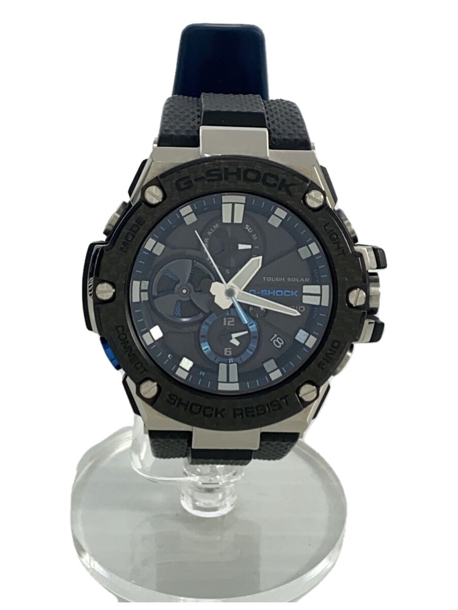 【中古】CASIO◆ソーラー腕時計・G-SHOCK/アナログ/ラバー/BLK/BLK【服飾雑貨他】