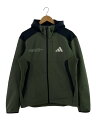 【中古】adidas◆アダプテーションダブルニットフード付きトラックジャケット/M/KHK/JM2084【スポーツ】