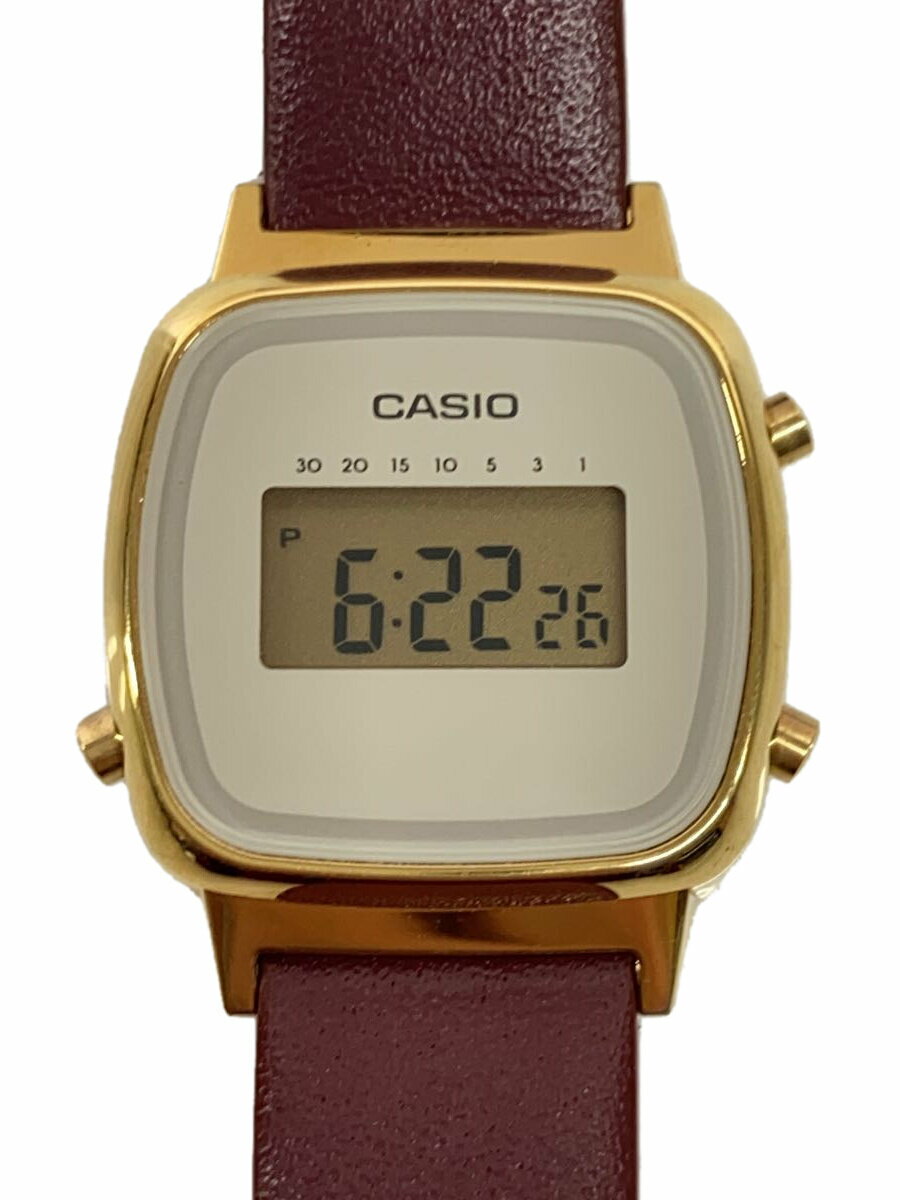 【中古】CASIO◆クォーツ腕時計/デジタル/レザー/BEG/BRW/LA670W【服飾雑貨他】