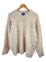 【中古】LANDS END◆ニット・セーター(厚手)/L/ウール/CRM/無地【メンズウェア】
