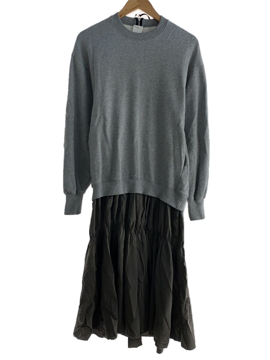 【中古】ADAM ET ROPE◆裏毛タフタドッキングワンピース/長袖ワンピース/FREE/コットン/GRY/GAE-21220-B【レディースウェア】