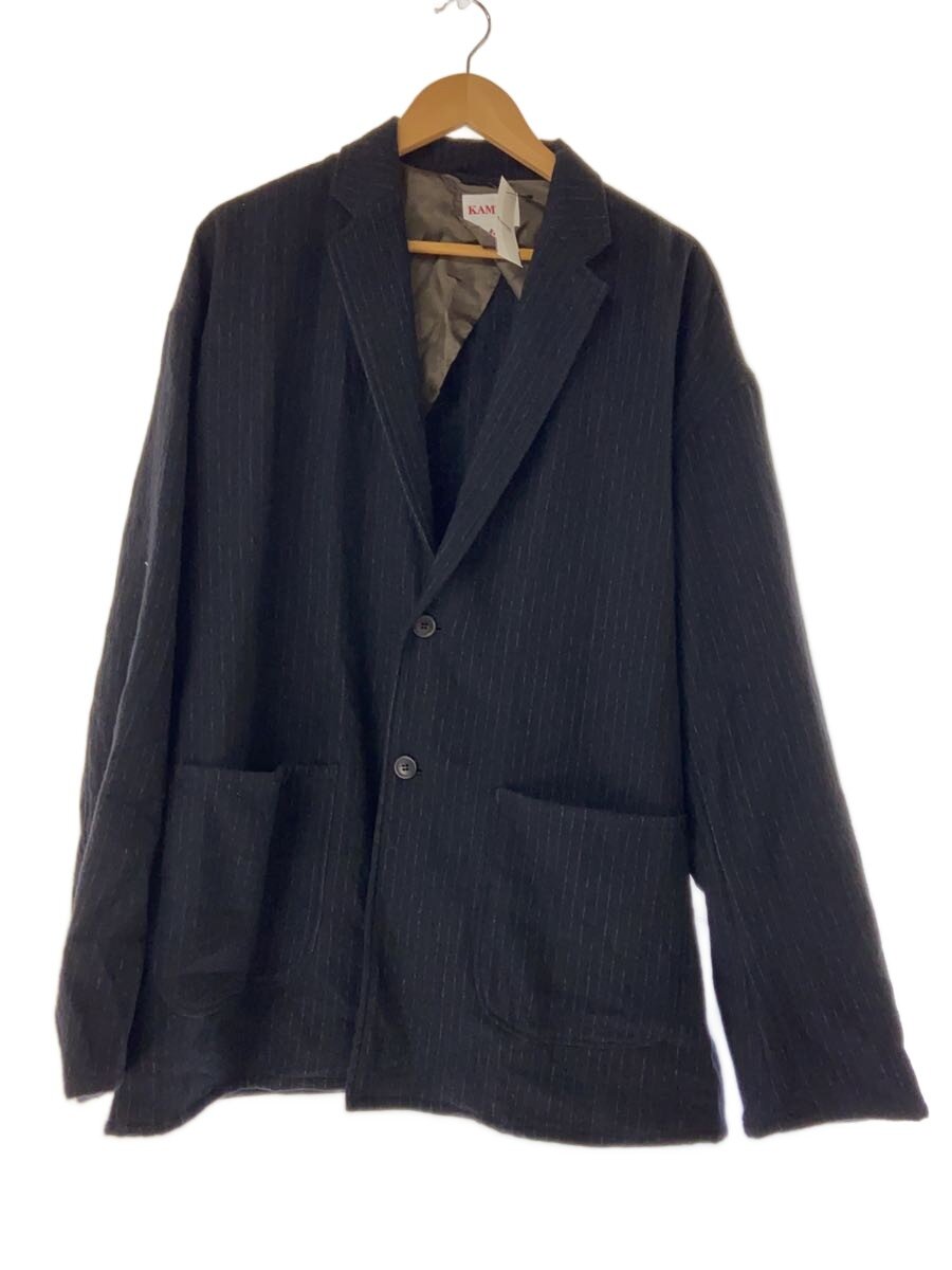 【中古】KAMIYA◆テーラードジャケット/M/コットン/NVY/ストライプ/G15JK029【メンズウェア】