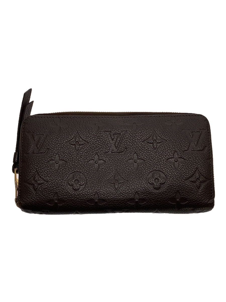 【中古】LOUIS VUITTON◆ジッピー・ウォレット_モノグラム・アンプラント_BRW/レザー/BRW/レディース【服飾雑貨他】