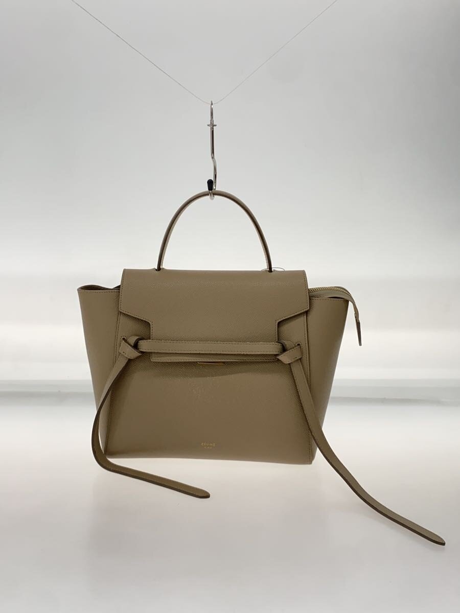 CELINE - 【中古】CELINE◆2WAY/マイクロベルトバッグ/レザー/BEG//【バッグ】