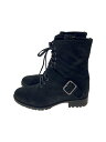 【中古】MIU MIU◆レースアップブーツ/35.5/BLK/レザー【シューズ】