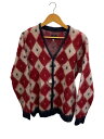 【中古】Needles◆Mohair Cardigan/カーディガン(薄手)/S/モヘア/RED/総柄【メンズウェア】