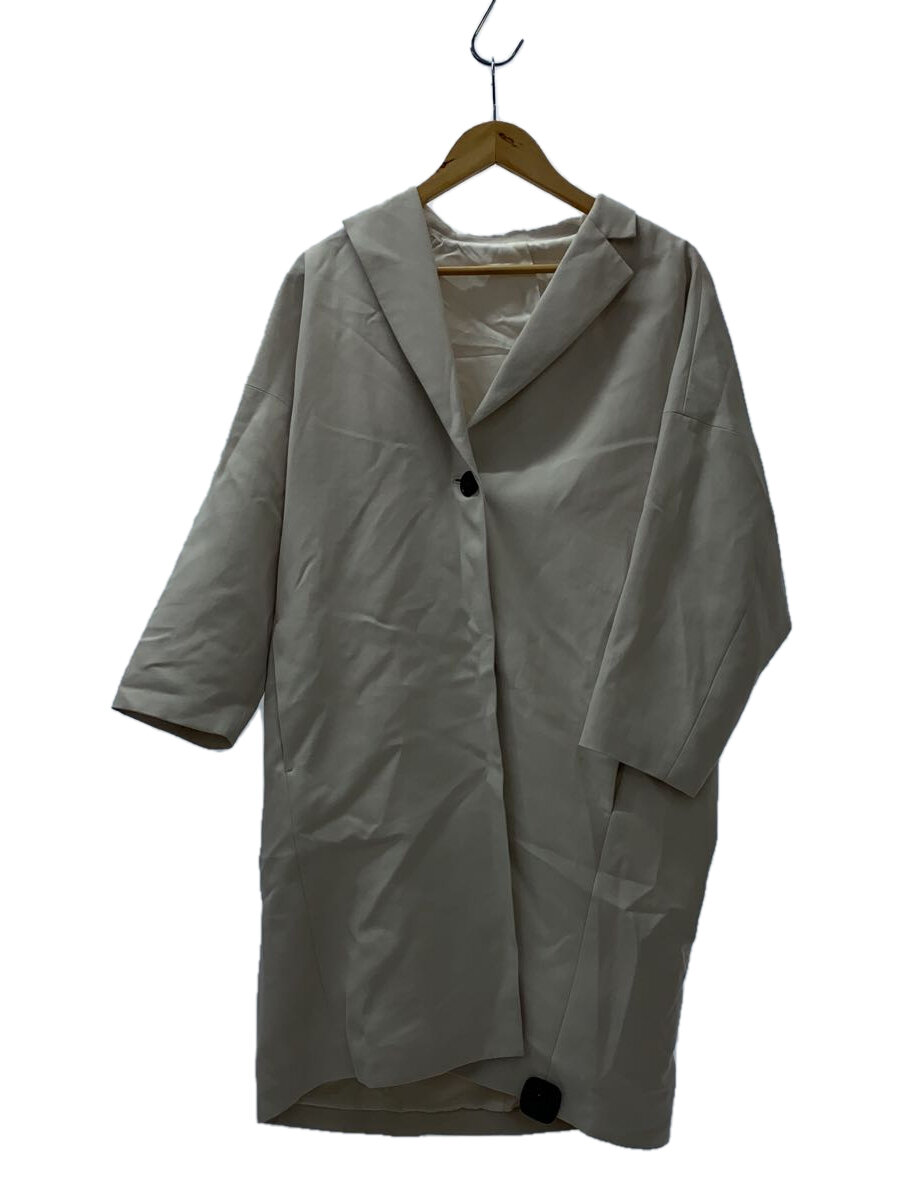 【中古】DRESSTERIOR◆チェスターコート/38/コットン/WHT/無地/085-92022【レディースウェア】