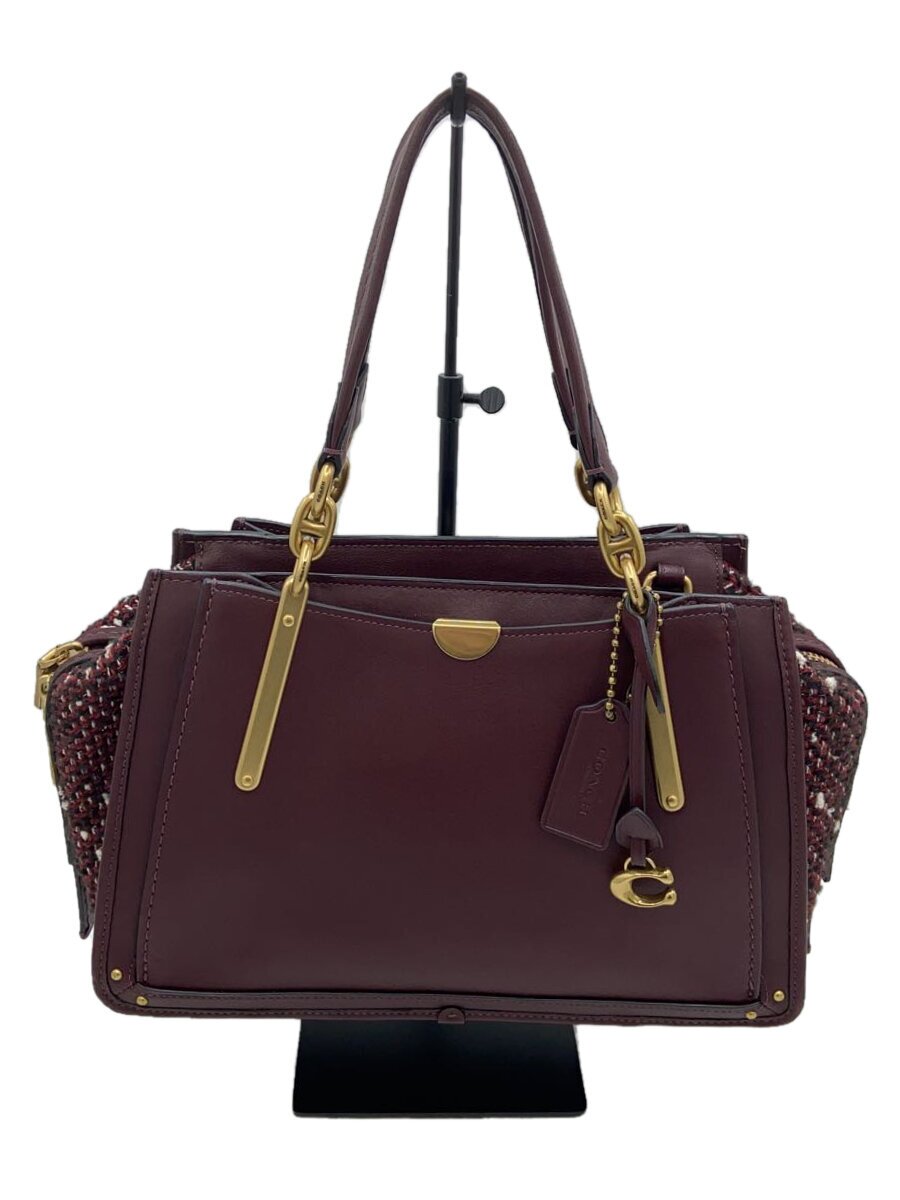 COACH - 【中古】COACH◆ドリーマー/ツイード/ハンドバッグ/レザー/BRD/無地/88579【バッグ】