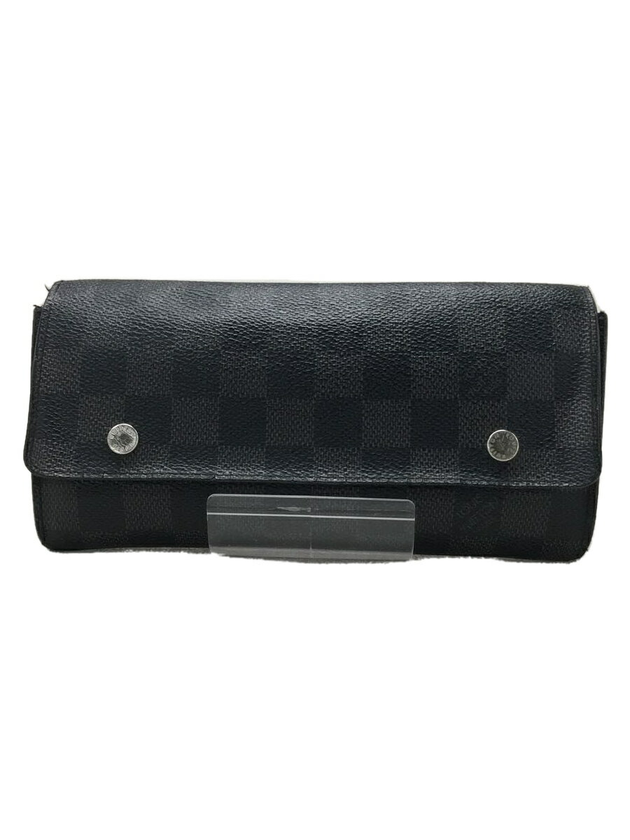 【中古】LOUIS VUITTON◆ポルト・フォイユ・ロンモデュラブル_ダミエ・グラフィット_BLK/N63084【服飾雑貨他】