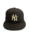 【中古】NEW ERA◆ニューヨーク・ヤンキース/キャップ/7 3/8/ウール/ブラック/59FIFTY/5950【服飾雑貨他】
