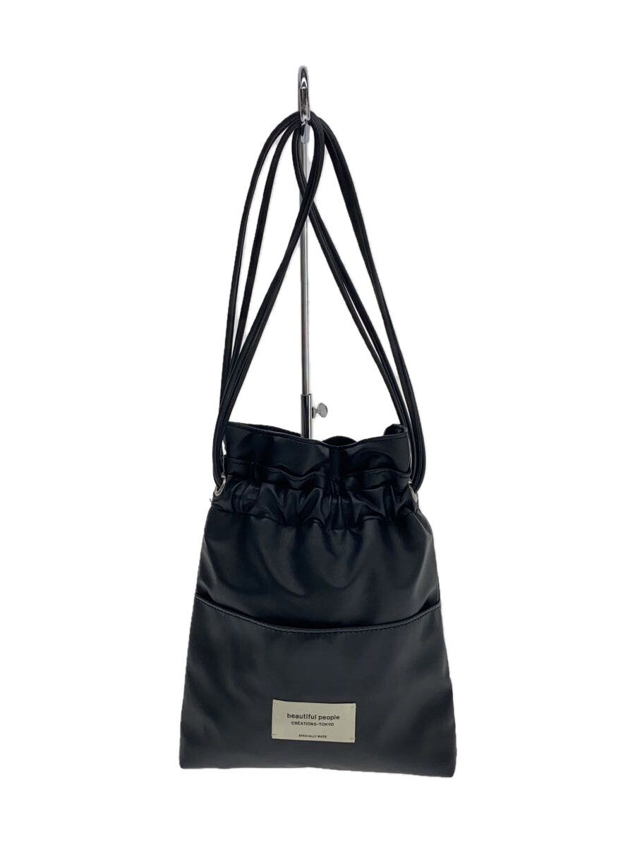 【中古】beautiful people◆ショルダーバッグ/レザー/BLK【バッグ】