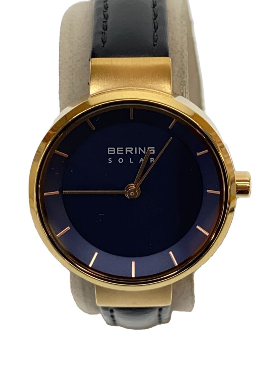 LANCASTER - 【中古】BERING◆ソーラー腕時計/アナログ/レザー/NVY/BLK/SS/14627-467【服飾雑貨他】