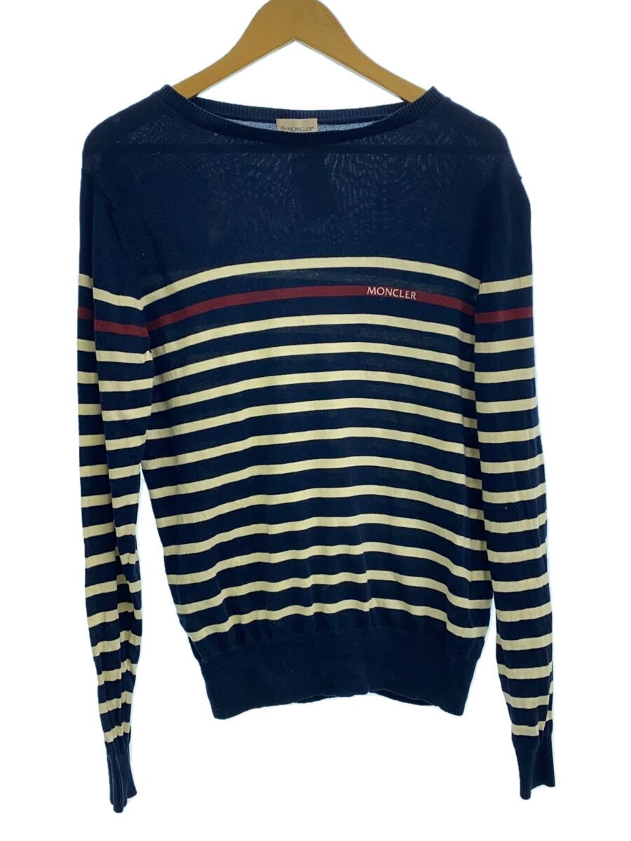 MONCLER◆16年製/MAGLIA TRICOT COLLO A BARCHET/M/コットン/NVY/ボーダー