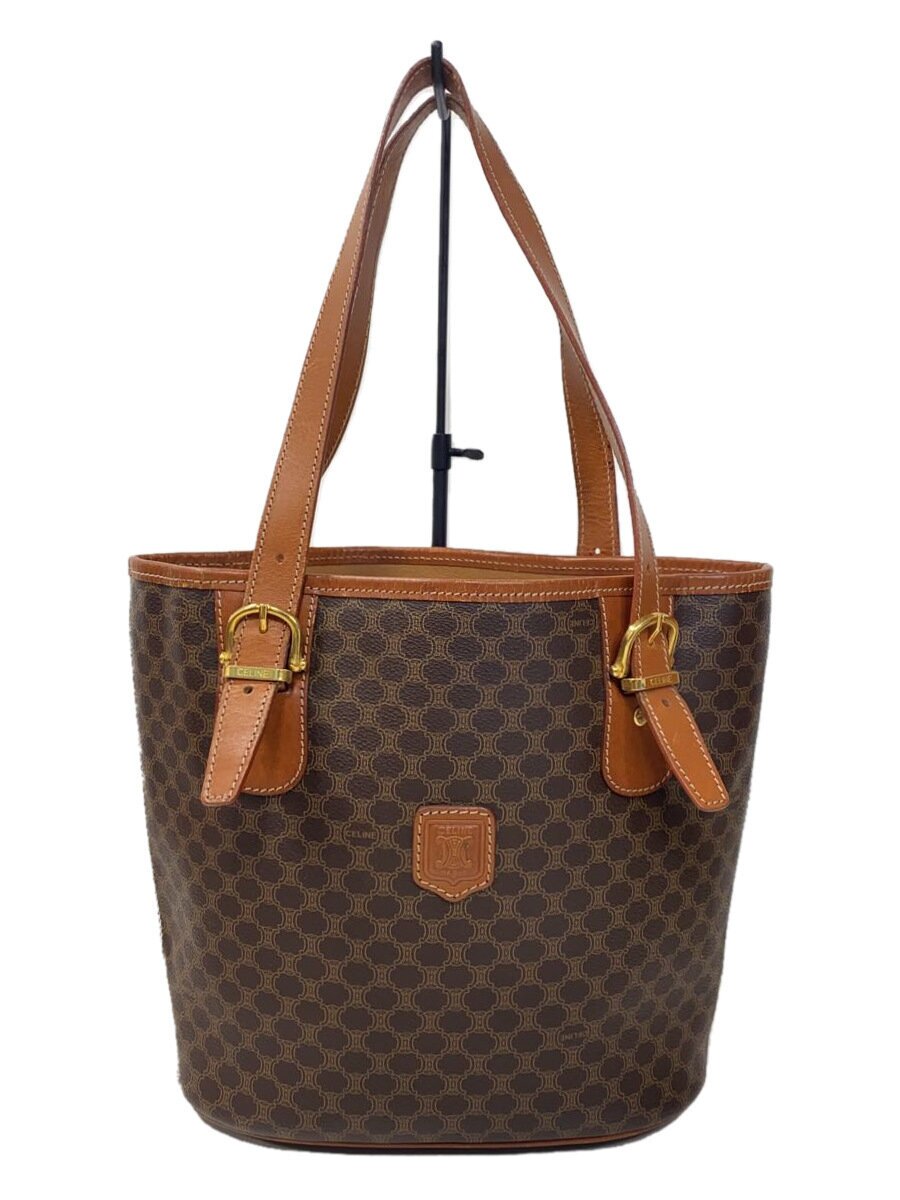【中古】CELINE◆マカダム柄トートバッグ/レザー/BRW/総柄【バッグ】