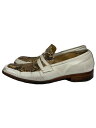 【中古】BURBERRY BLACK LABEL◆ローファー/25.5cm/WHT/レザー【シューズ】