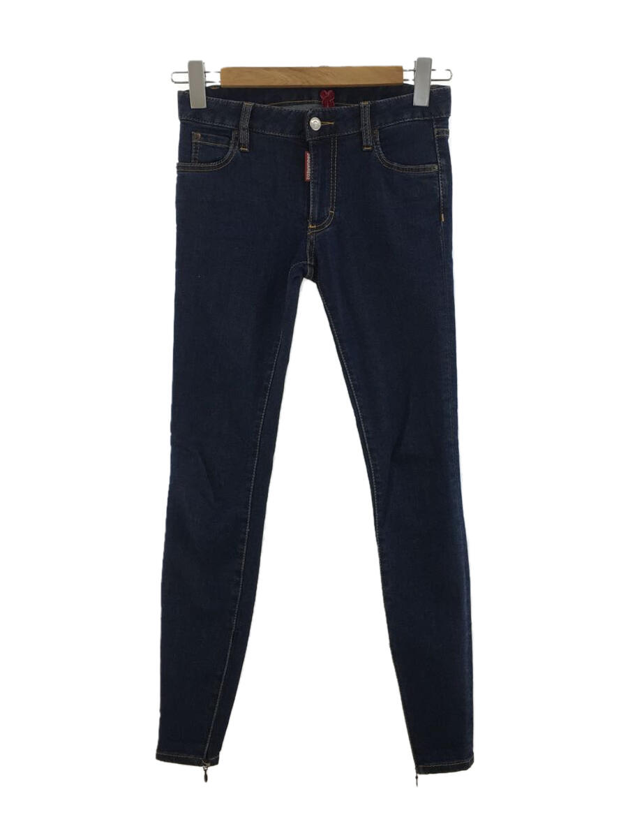 【中古】DSQUARED2◆スキニーパンツ/34/コットン/IDG/無地/Zipped bottom jeans/ワッペン【レディースウェア】