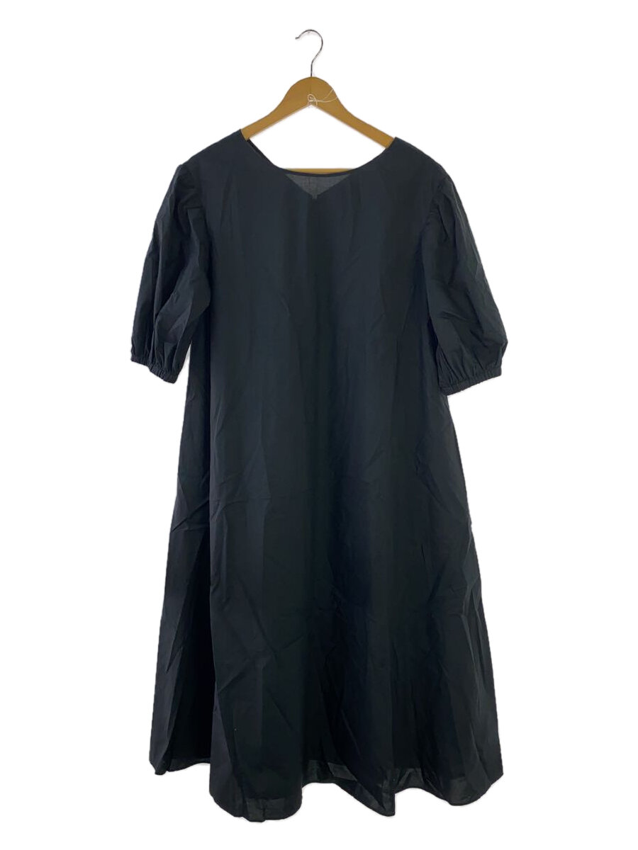 【中古】UNITED ARROWS◆UWFM バックネックVワンピース/半袖/36/コットン/黒/ブラック/1526-162-3474-0930【レディースウェア】