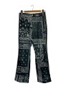 【中古】Needles◆Boot-cut Track Pant/S/ポリエステル/ブラック/バンダナ/ペーズリー/PU1721【メンズウェア】