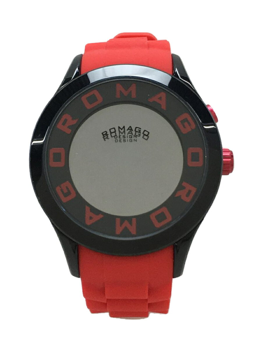 【中古】ROMAGO DESIGN◆クォーツ腕時計/RMO15-0162-4/アナログ/ラバー/BLK/RED【服飾雑貨他】