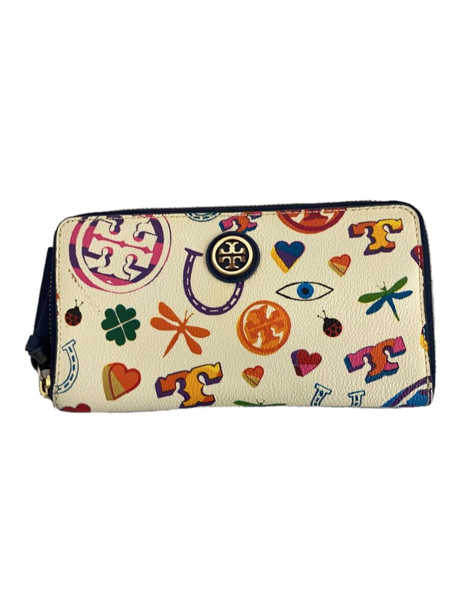 【中古】TORY BURCH◆長財布/レザー/WHT/総柄/レディース【服飾雑貨他】