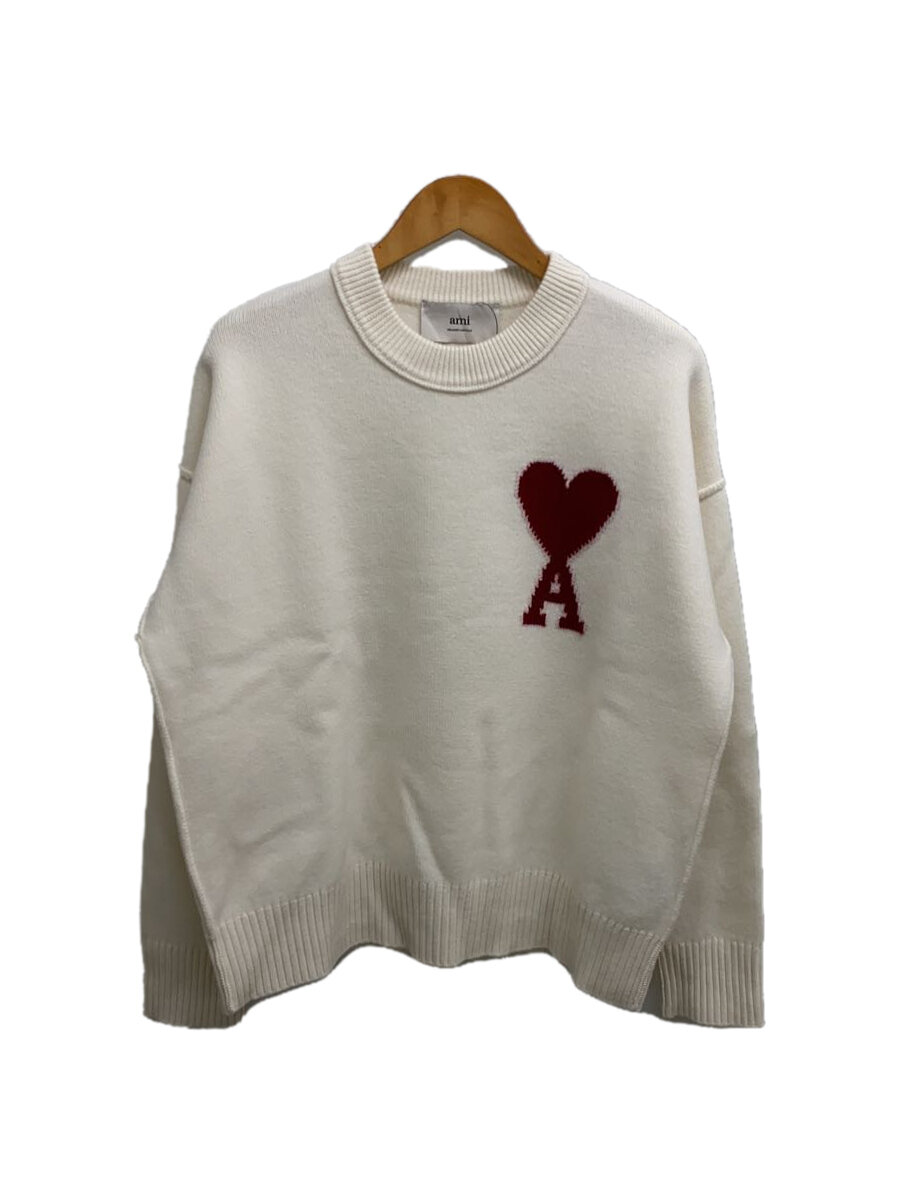 【中古】AMI PARIS◆ニット・セーター(厚手)/M/ウール/IVO/BFUKS006.018【メンズウェア】