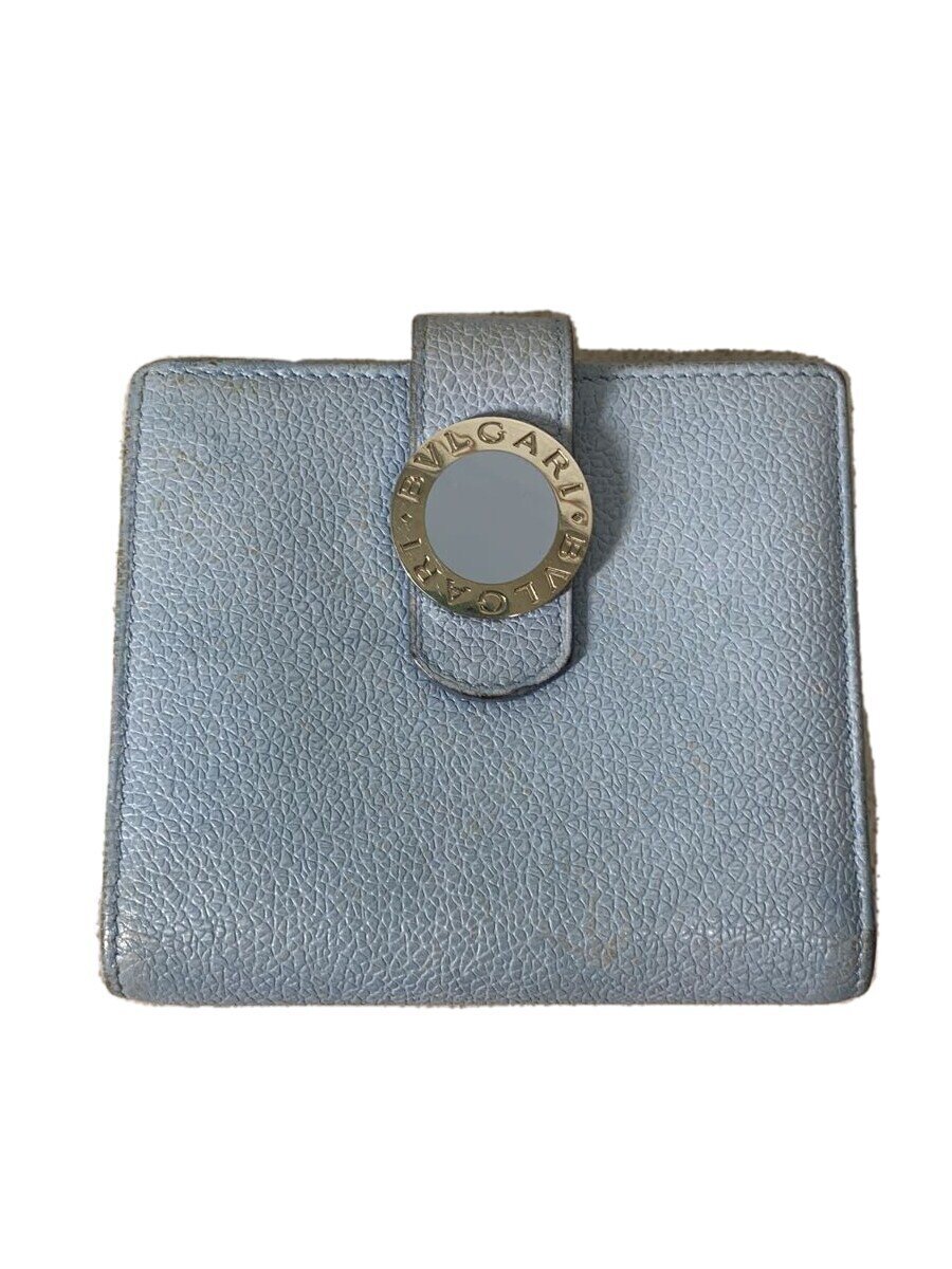 【中古】BVLGARI◆2つ折り財布/レザー/BLU/無地/レディース【服飾雑貨他】