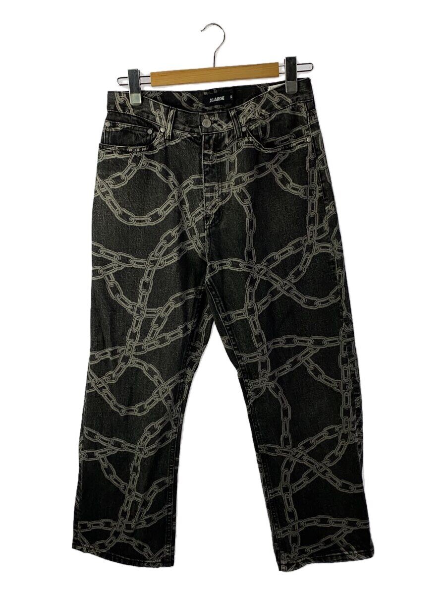 【中古】X-LARGE◆ボトム/32/デニム/GRY/101241031023/×Crawling Death CHAIN DENIM P【メンズウェア】