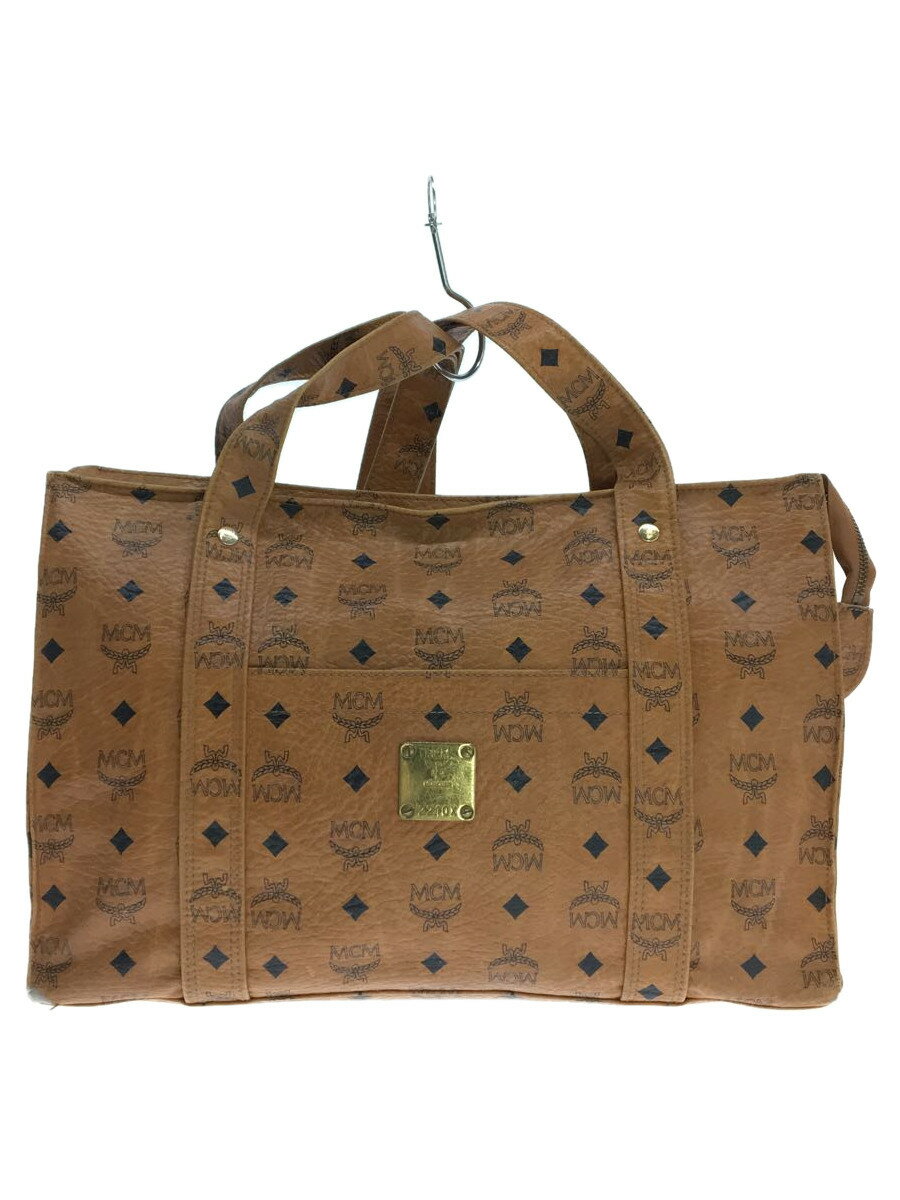 【中古】MCM◆ショルダーバッグ/レザー/キャメル/総柄【バッグ】