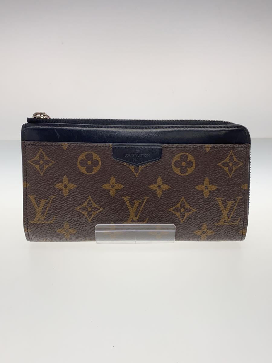 【中古】LOUIS VUITTON◆ジッピー・ドラゴンヌ_モノグラム・マカサー_BLK/レザー/BRW/総柄/メンズ【服飾雑貨他】