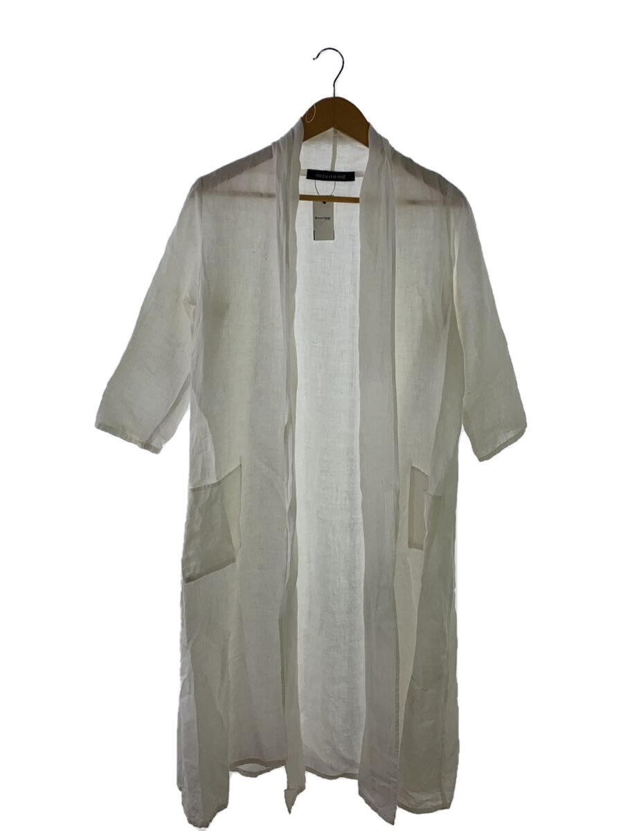 【中古】mizuiro ind◆ロングカーディガン(薄手)/--/リネン/WHT/無地//【レディースウェア】