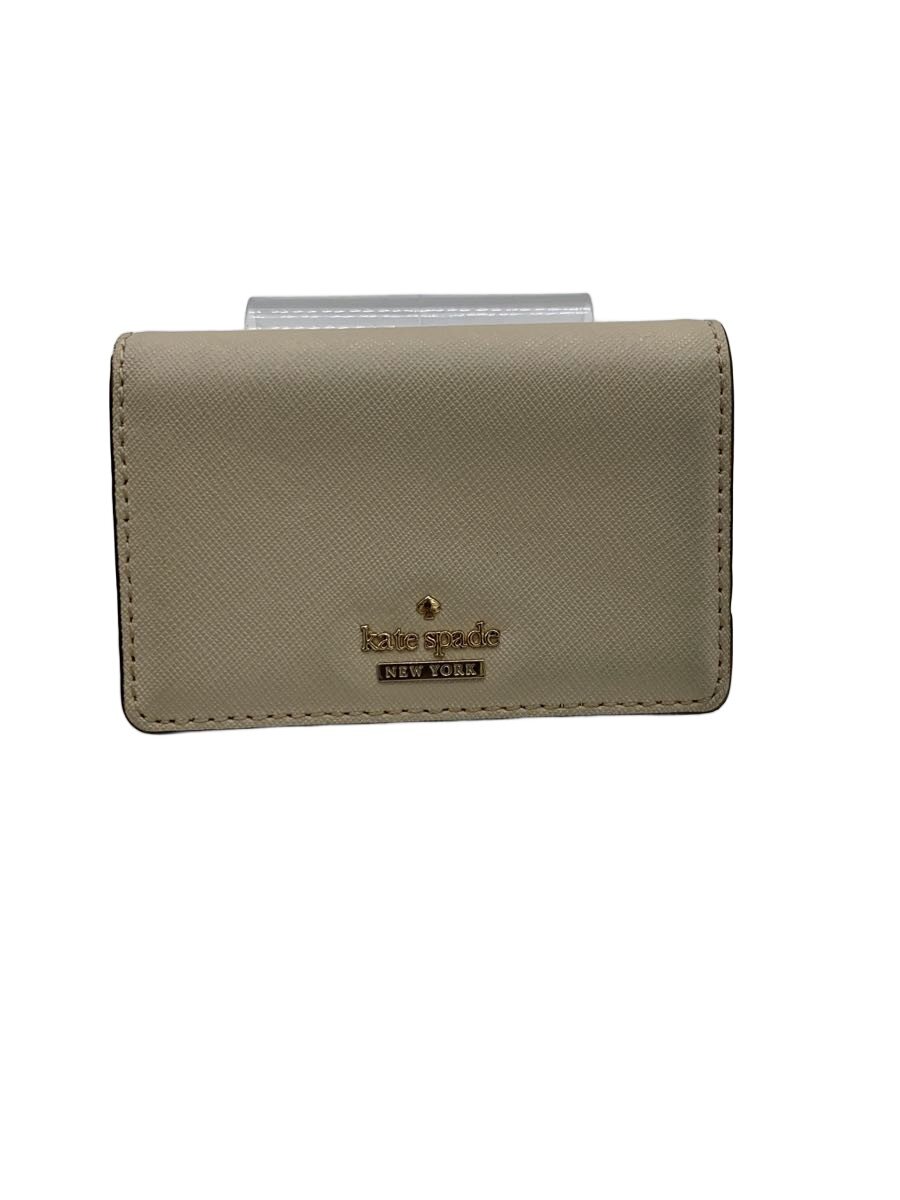 【中古】kate spade new york◆カードケース/レザー/CRM/無地/レディース【服飾雑貨他】