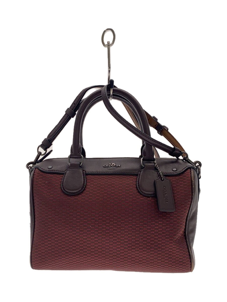 COACH - 【中古】COACH◆2WAY/ハンドバッグ/ミニボストン/ショルダーバッグ/コットン×レザー/BRD/F57242//【バッグ】