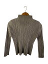 【中古】PLEATS PLEASE ISSEY MIYAKE◆PLEATS TOP/3/ポリエステル/GRY/無地/PP73-JK202【レディースウェア】
