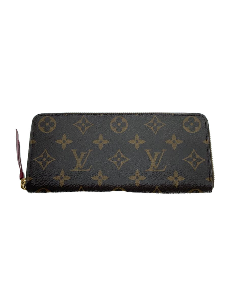 【中古】LOUIS VUITTON◆ポルト・フォイユ・クレマンス_モノグラム・キャンバス_BRW_フューシャ/PVC/BRW/レディース【服飾雑貨他】